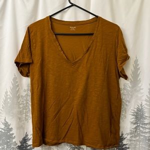 Madewell rust v neck tshirt 100% cotton size XL